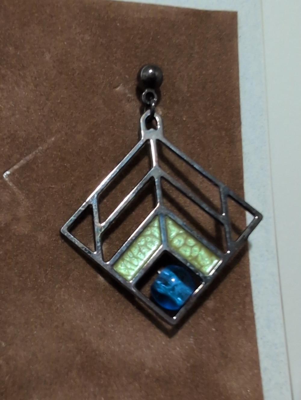 Frank Lloyd Wright Walser House Earring Charm Pendant Brass Hematite